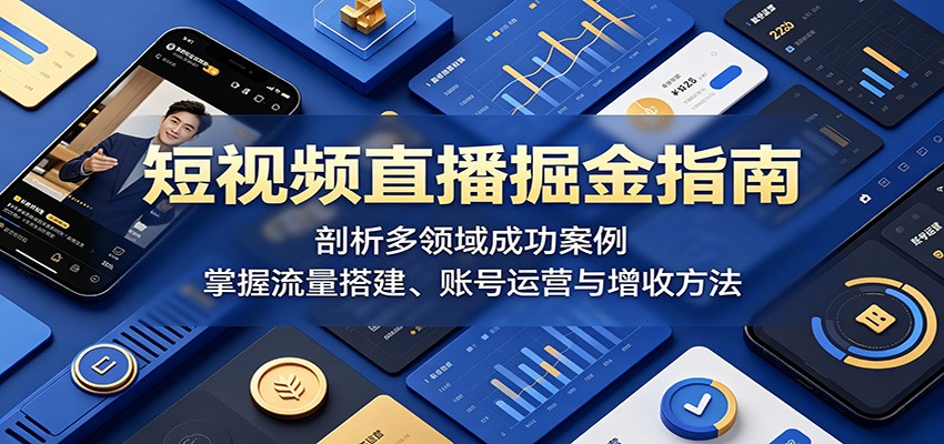 短视频直播掘金指南：剖析多领域成功案例，掌握流量搭建、账号运营与增收方法