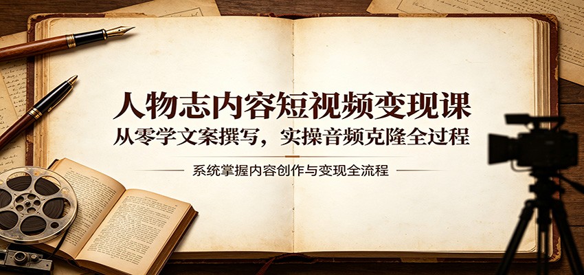 人物志内容短视频变现课：从零学文案撰写，实操音频克隆全过程