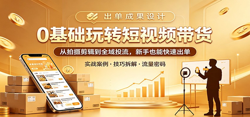 0基础玩转短视频带货：从拍摄剪辑到全域投流，新手也能快速出单