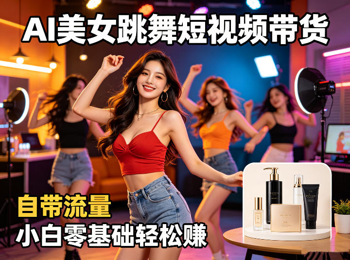 AI美女跳舞短视频带货：自带流量，小白零基础轻松賺，详细拆解