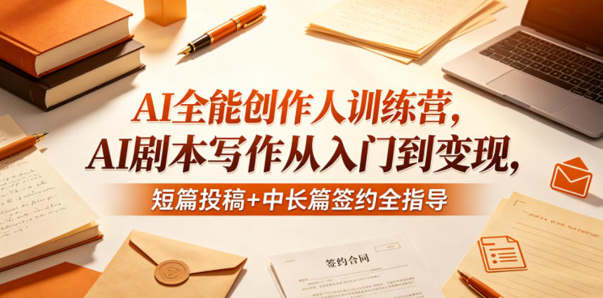 AI全能创作人训练营，AI剧本写作从入门到变现，短篇投稿+中长篇签约全指导
