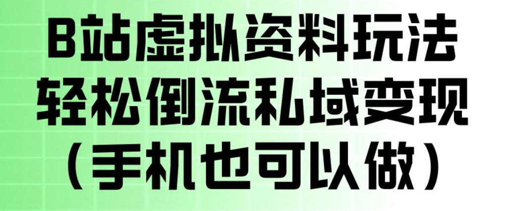 B站虚拟资料玩法，轻松倒流私域变现，一部手机就可以做