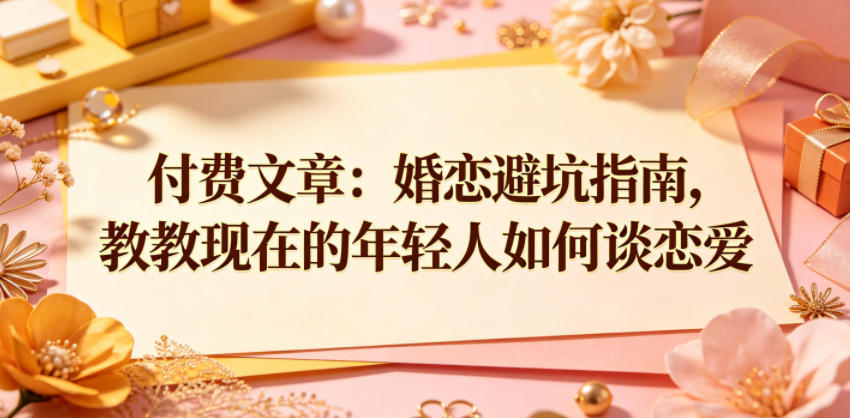 付费文章：婚恋避坑指南，教教现在的年轻人如何谈恋爱
