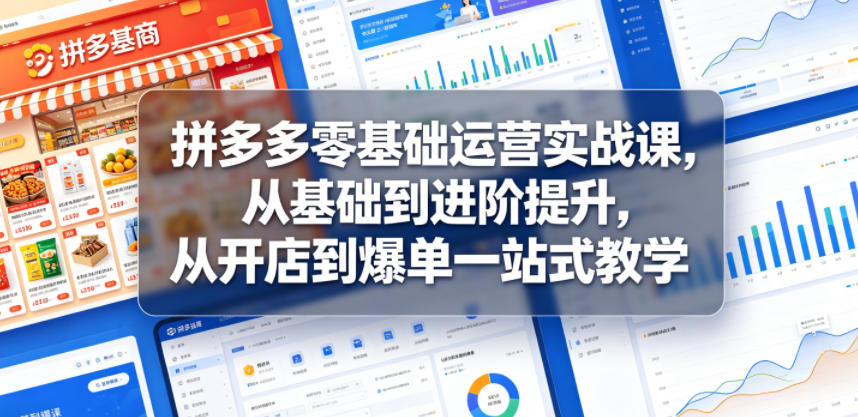 拼多多零基础运营实战课，从基础到进阶提升，从开店到爆单一站式教学