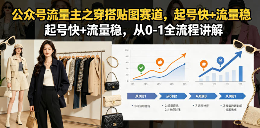 公众号流量主之穿搭贴图赛道，起号快+流量稳，从0-1全流程讲解