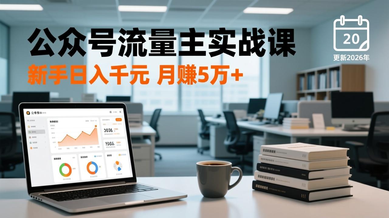 （17144期）公众号流量主实战课，爆文写作、流量池运营、多平台分发，新手日入千元月赚5万+更新2026年