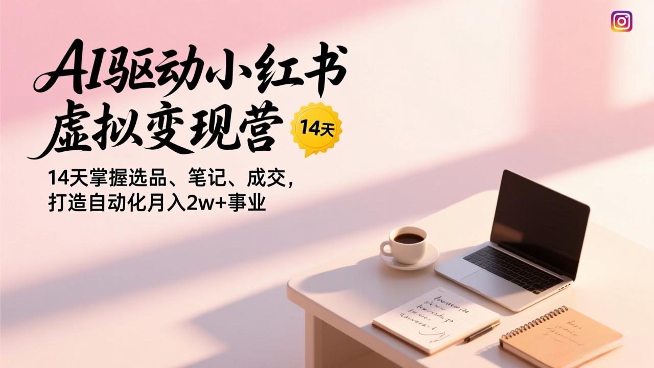 （17204期）AI驱动小红书虚拟变现营，14天掌握选品、笔记、成交，打造自动化月入2w+事业