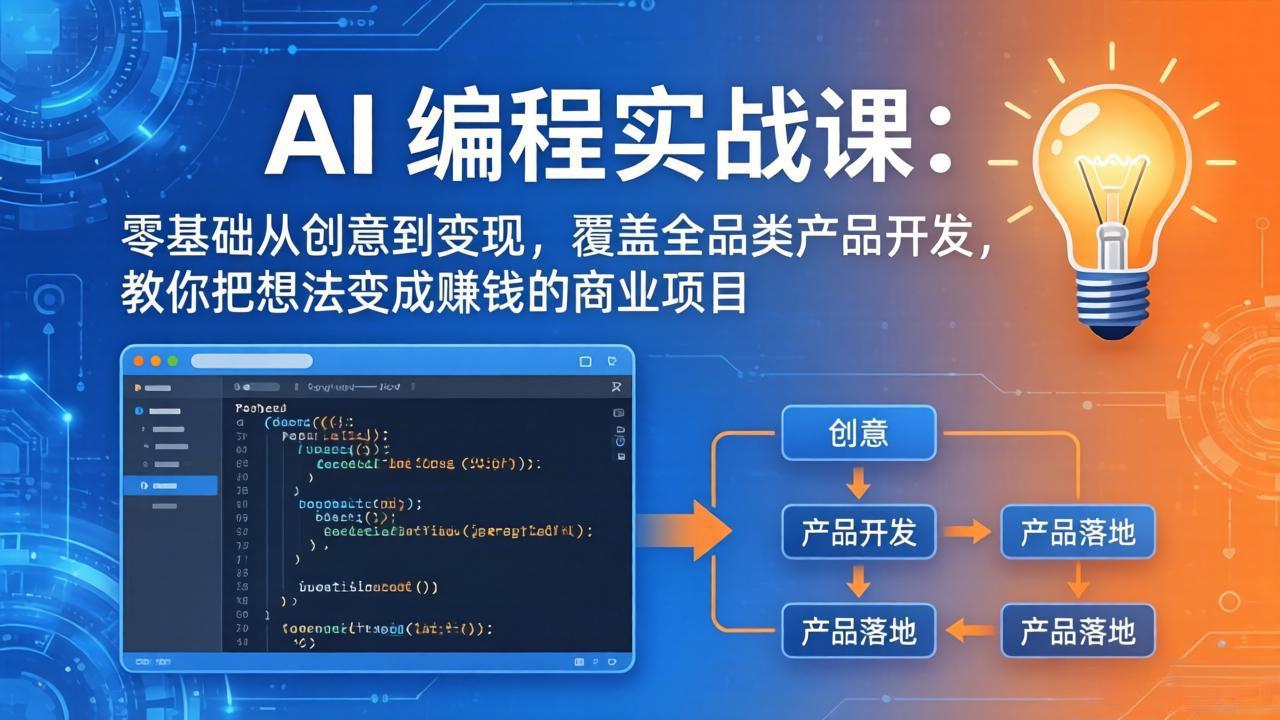 （18469期）AI编程实战课-第三期-5月9更新：零基础从创意到变现，覆盖全品类产品开发，把想法变成赚钱项目