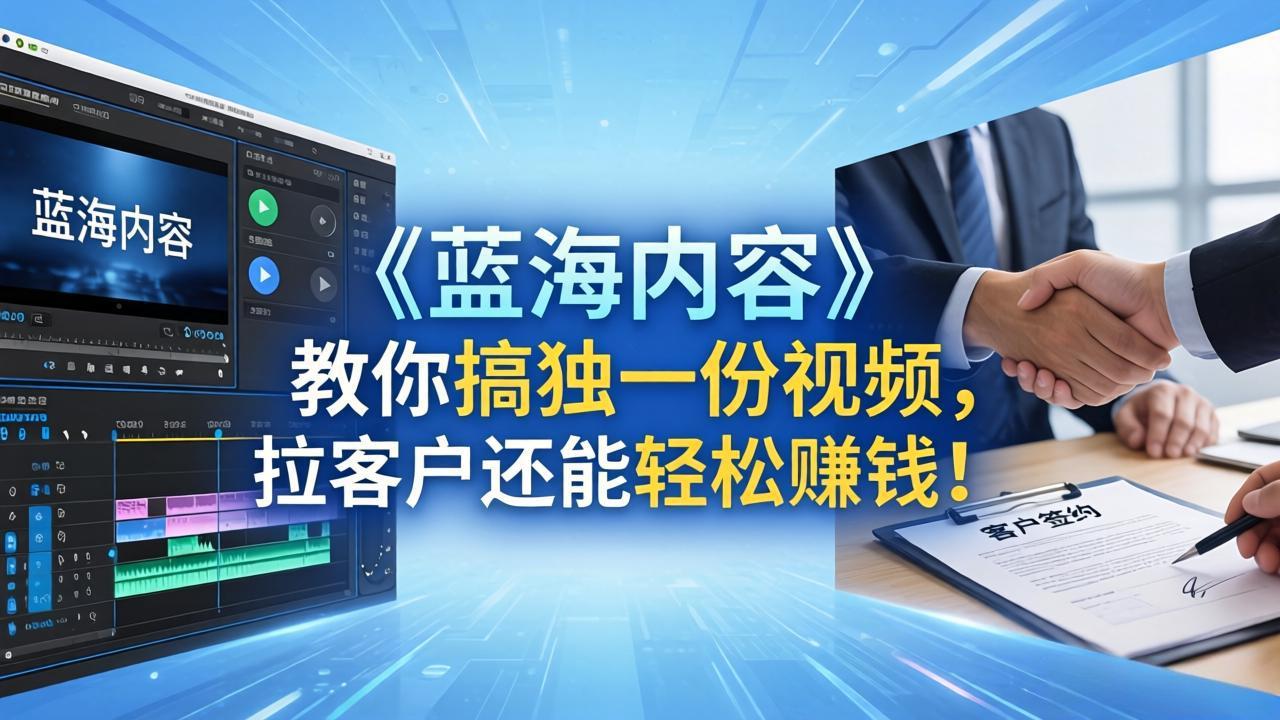 （18301期）做视频卷不动了？《蓝海内容》教你搞独一份视频，拉客户还能轻松赚钱！
