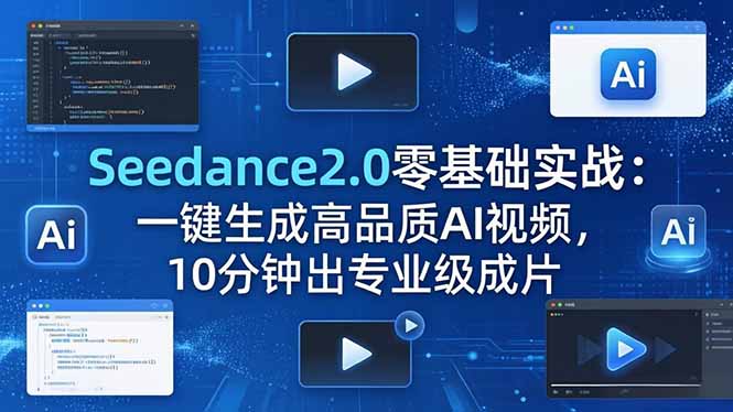 （18323期）Seedance2.0零基础实战：一键生成高品质AI视频，10分钟出专业级成片