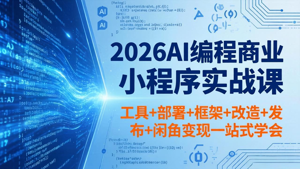 （18293期）2026AI编程商业小程序实战课，工具+部署+框架+改造+发布+闲鱼变现一站式学会